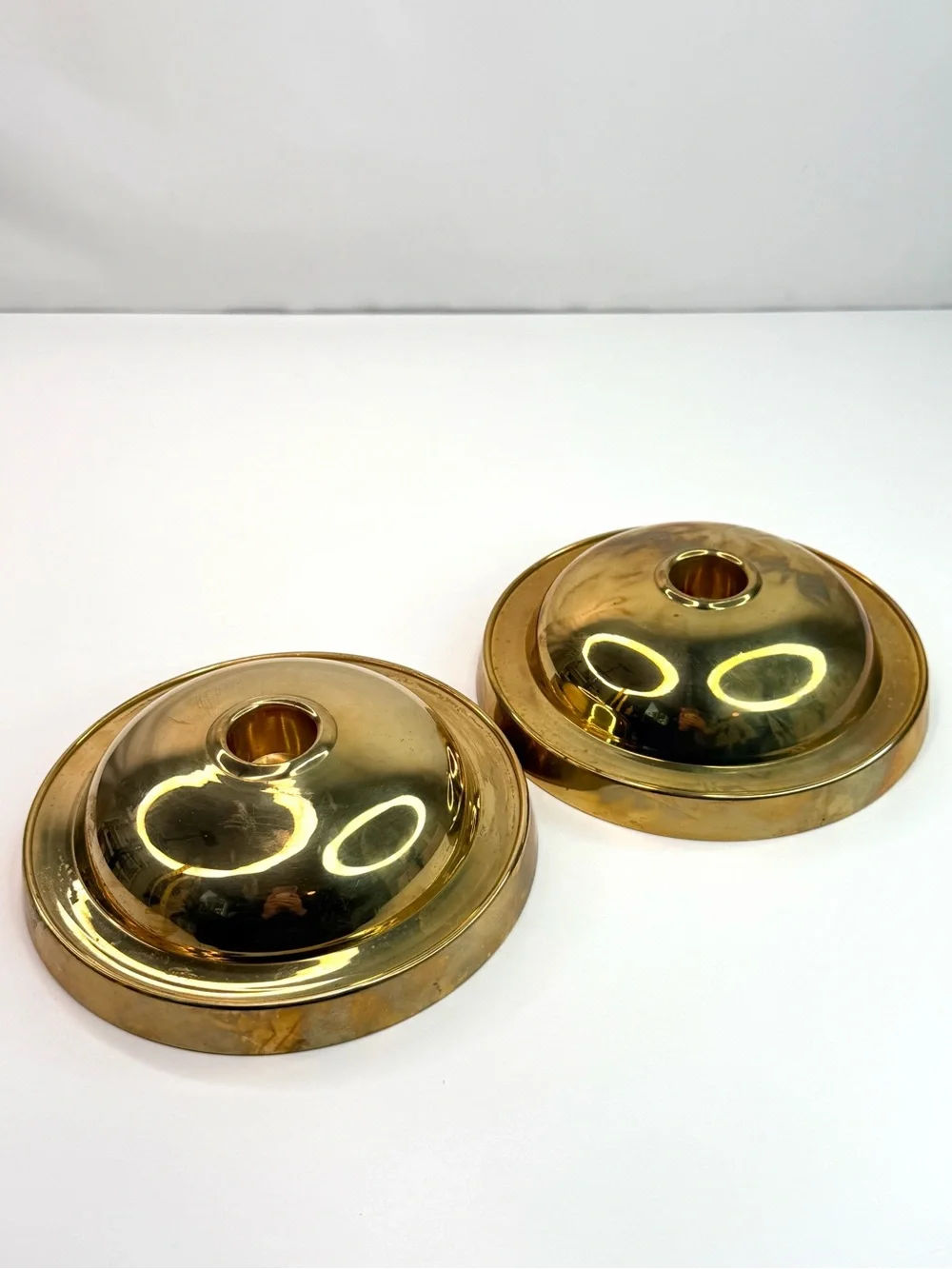 Vintage Brass MCM Candle Stick Holder Set